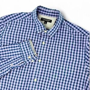 Banana Republic Mens L Slim Fit Gingham Check Long Sleeve‎ Button Down Shirt